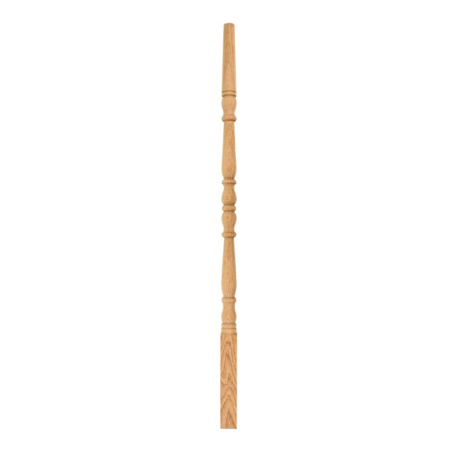 AW Oak-No 1-Tulip Round Top-35mm x 900 - Wooden staircase spindle.