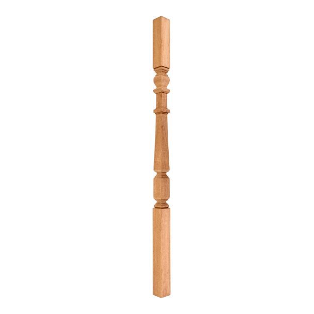 Mahogany-Square Turned Edwardian-41mm x 900 - Wooden staircase spindle.