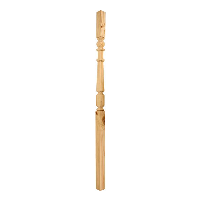 Pine-Square Turned Edwardian-41mm x 1100 - Wooden staircase spindle.