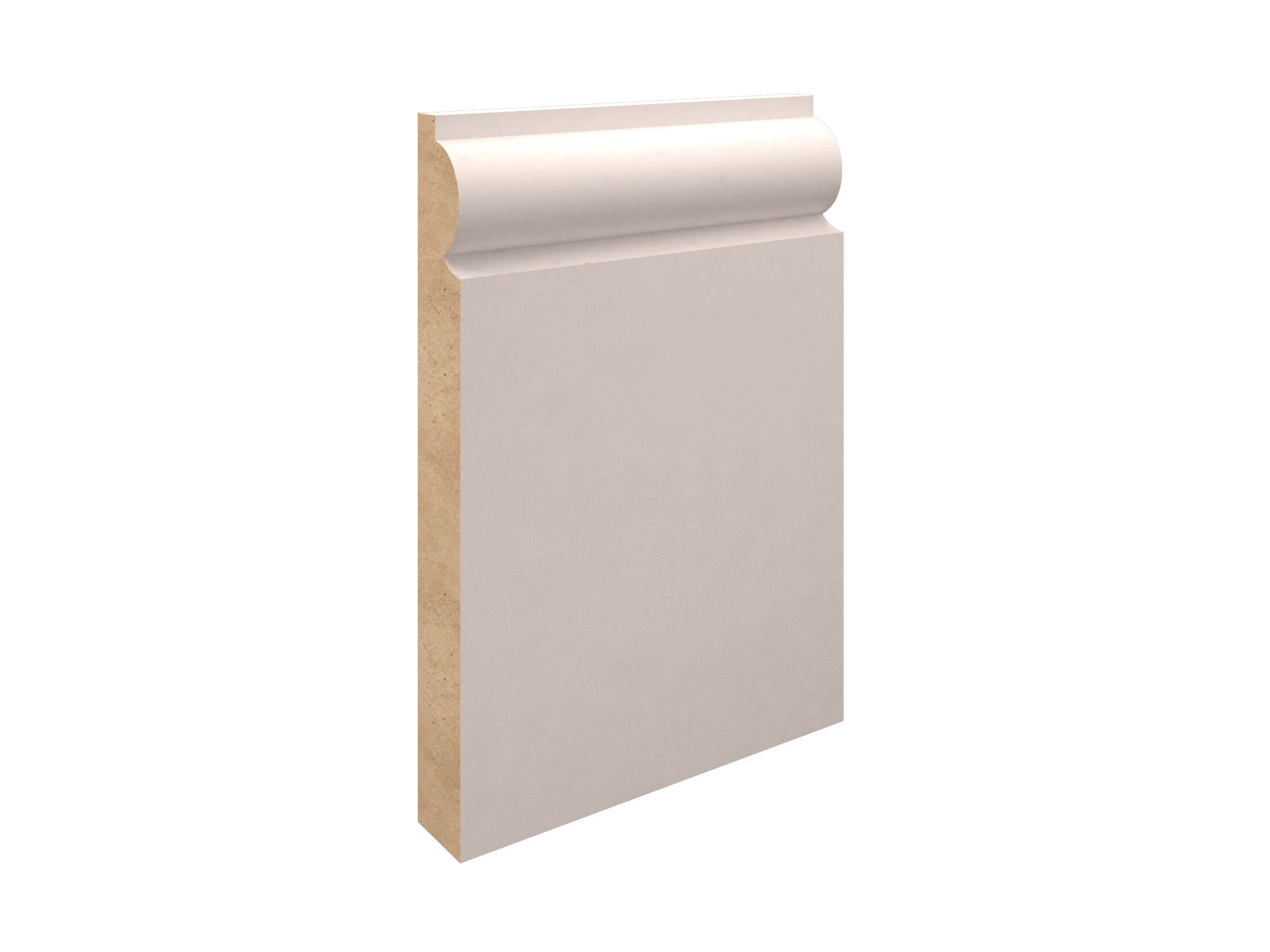 White Primed MDF-Torus Skirting-144x18x4400