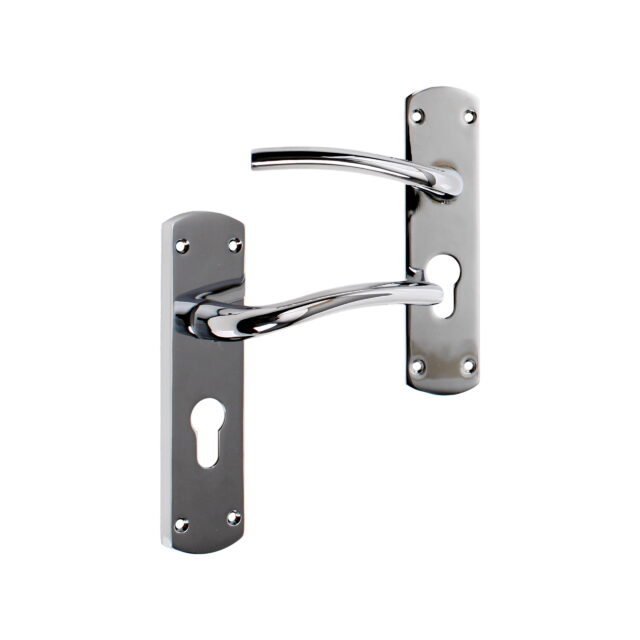 Smith & Locke Corfe "Fire Rated" Euro Lock Door Handles Pair Polished Chrome