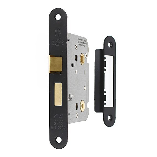 76mm Radius Matt Black Easi T Bathroom Lock